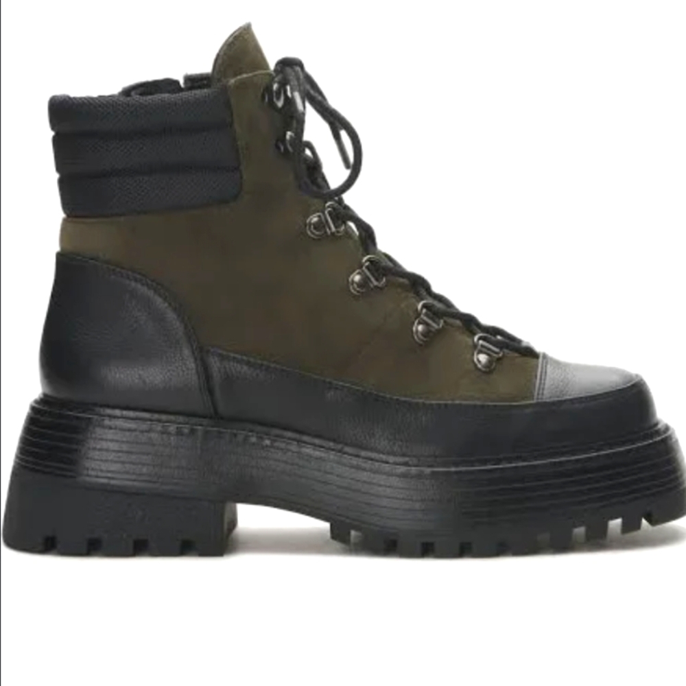 Vince Camuto Olive & Black Platform Lace-Up Booties - Picture 2 of 6